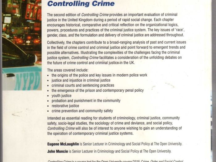 Controlling Crime - Crime, Order & Social Control