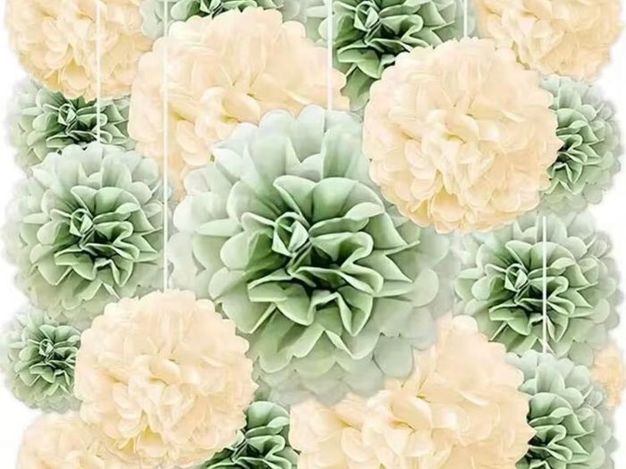Sage green paper flower ball