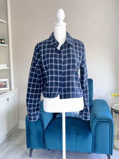 Girls Long Sleeved Blue Checkered Shirt from Primark