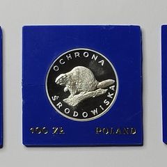 Poland 100 zlotych silver coins Environmental Protection1977,1978
