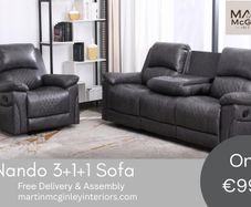 New Nando Full Sofa Set 3+1+1 Grey Fabric
