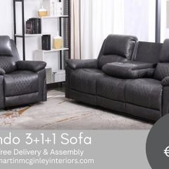 New Nando Full Sofa Set 3+1+1 Grey Fabric