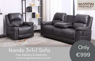 New Nando Full Sofa Set 3+1+1 Grey Fabric