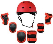 7 in 1 Kids Protective Gear Set - Helmet, Knee, Elbow & Wrist Pads Red