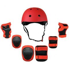 7 in 1 Kids Protective Gear Set - Helmet, Knee, Elbow & Wrist Pads Red