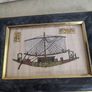 FRAMED SMALL Egyptian Art On Papyrus Rowing Ship Image 4