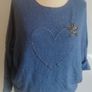 Carla Giannini Women's Angora Mix Top With Heart & Stars New With Tag Blue Image 4
