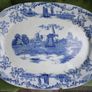 Large Antique Delft Pottery Platter,  Vintage Serving Plate in Blue and White,  Collectable China and Ceramics 16" x 11,5" Image 2