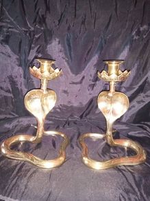 Antique Snake form Candlestick Holders