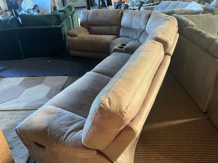 Beige corner recliner manual recliner sofa
