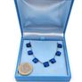 Vintage Art Deco Solid Silver Choker Necklace Foiled Blue Art Glass Image 2