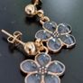 Gold plated pin earrings with enamel flowers pendants Image 6