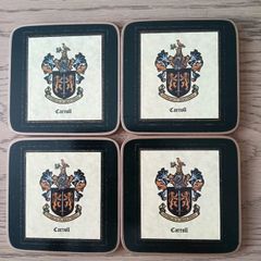 4 x Heraldic Coasters featuring Carroll Surname.