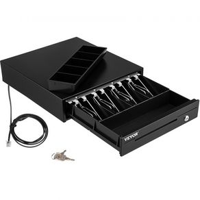 Cash Register Drawer, 33 cm 12 V, for POS System with 4 Bill 5 Coin Cash Tray, Removable Coin Compartment & 2 Keys Included, RJ11/RJ12 Cable for Supermarket, Bar,