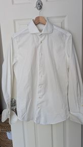 Profuomo (Sky Blue)- Slim Fit - White Formal Shirt - Double Cuff