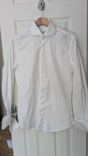 Profuomo (Sky Blue)- Slim Fit - White Formal Shirt - Double Cuff