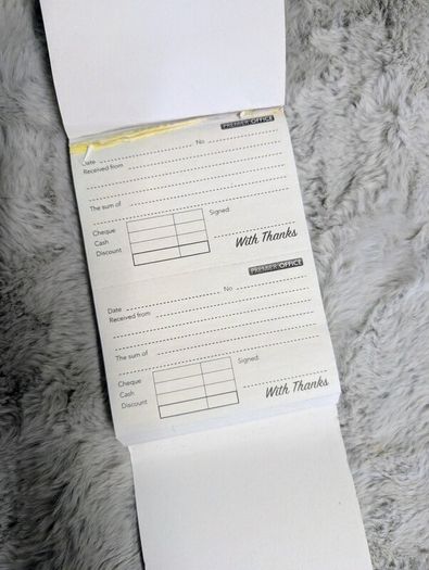 receipt book, few pages gone
