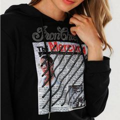 Fabulous Black Hoodie with silver Studs size 14
