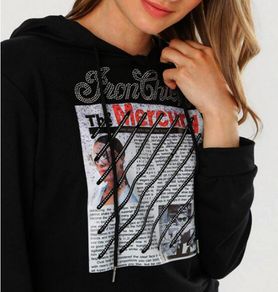 Fabulous Black Hoodie with silver Studs size 14