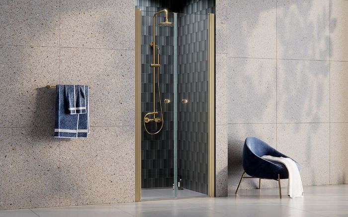 Sinco Due Brushed Gold Double Pivot Shower Door