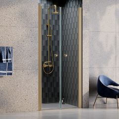 Sinco Due Brushed Gold Double Pivot Shower Door
