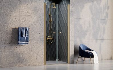 Sinco Due Brushed Gold Double Pivot Shower Door
