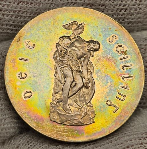 Ireland 1966 Silver Proof 10 Shillings Coin in Original Holder Stunning Rainbow Toning Obverse and Reverse