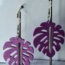Aubergine Monstera Leaf Earrings Image 3