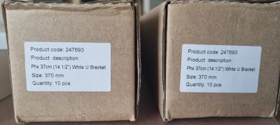 37cm White twin-slot U-brackets (box of 10)
