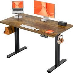 Electric Standing Desk Height Adjustable 120 x 60cm, Sit Stand Desk with 4 Memory Smart Pannel, Home Office Desk with Splice Board