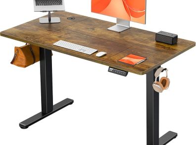 Electric Standing Desk Height Adjustable 120 x 60cm, Sit Stand Desk with 4 Memory Smart Pannel, Home Office Desk with Splice Board