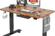 Electric Height Adjustable Standing Desk, 100x60cm Sit Stand Desk with Cable Tray, Hook and Storage Pocketse, Stand Up Desk with Memory Controller for Home Office