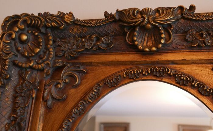 Vintage Ornate Gold Framed Mirror , Big ,Heavy and Thick 45" x 35" (Thickness 4")