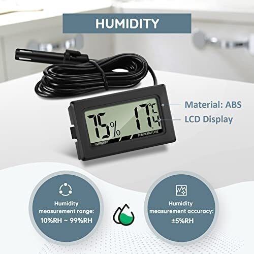 FREE EXPRESS SHIPPING Digital Thermometer Hygrometer with Probe Thermometers Temperature Humidity Gauge Meter for Reptile Incubator Poultry Office Living Room 3PCS