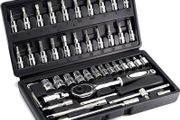 46 Piece 1/4 Inch Drive Socket Set&amp;Tool Sets,Ratchet Wrench Set with 4-14mm Cr-V Sockets,Screwdriver Bits,Extension Bars for Household Car Bike Repair (FREE POSTAGE)