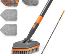 NEWE Shower Cleaning Brush, Tub Tile Cleaner Scrubber with Telescopic Long Handle