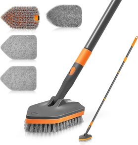 NEWE Shower Cleaning Brush, Tub Tile Cleaner Scrubber with Telescopic Long Handle
