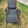 Folding Recliner Sun Lounger for Garden & Outdoor, with Cup & Phone Holder, Black Image 2