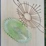 Vintage green uranium glass platter set in a brass frame Image 8
