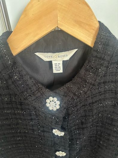 Love and Roses black tweed button mini dress