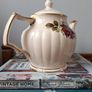 Vintage Sadler England Dark Red and White Roses Teapot Image 4