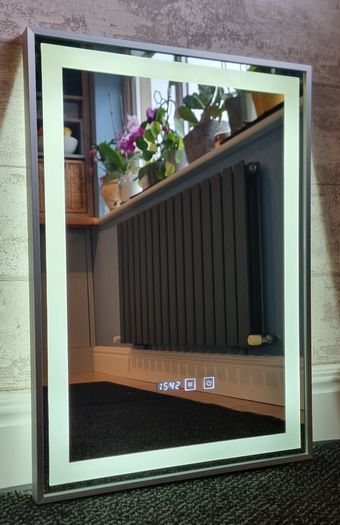 LED Bathroom Mirror Dual LED Demister Time Touch