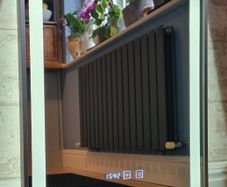 LED Bathroom Mirror Digital Clock Chrome Silver Frame