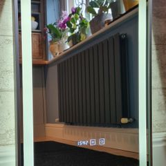 LED Bathroom Mirror Digital Clock Chrome Silver Frame