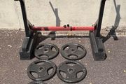 Squat rack and Olympic plates