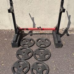Squat rack and Olympic plates