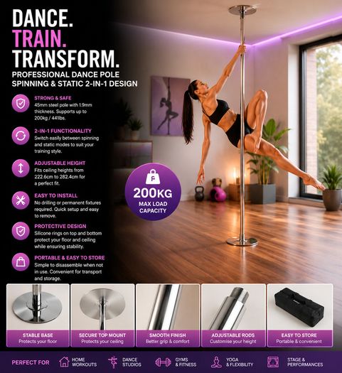 Professional Dance Pole Height Adjustable  222.6 to 282.4cm