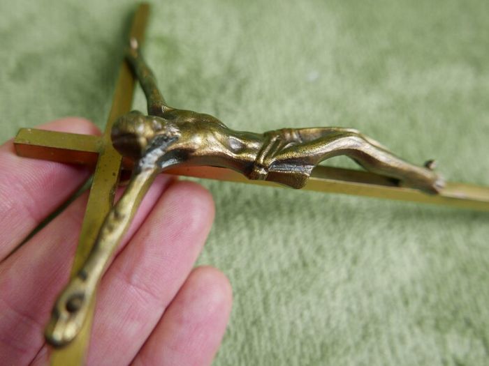 Vintage Bronze Wall Cross - Religious Christian Crucifix