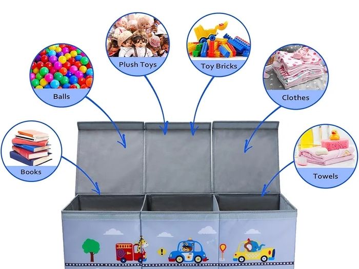 Extra Large Kids Toy Storage Box with Lid,Foldable Oxford Toy Storage Organizer Box for Boys 96/32/40cm Toy Chest with Handles for Bedroom Nursery,Animal Car
