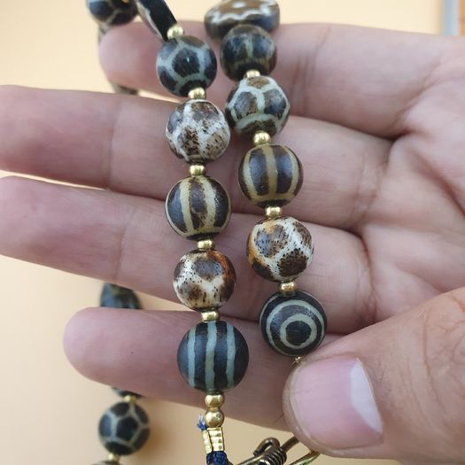 Rare Antique Burmese Pumtek Pyu Petrified Wood Beads Necklace